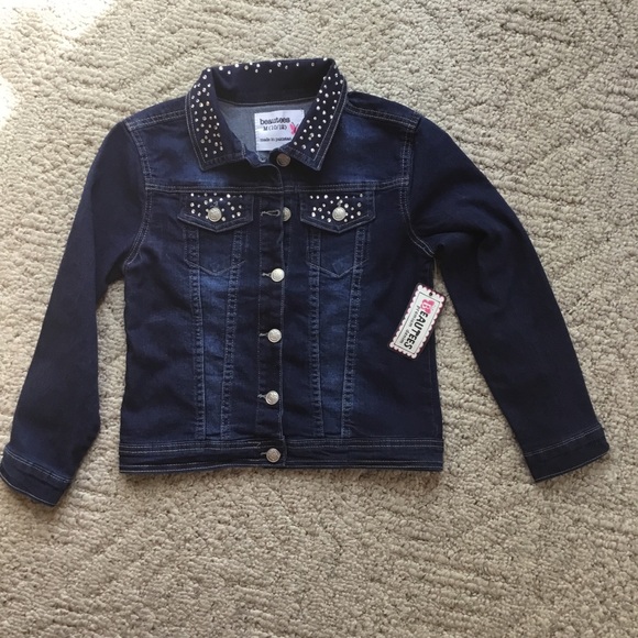 Blinged out Girls Denim Jacket       NWT - Picture 1 of 6
